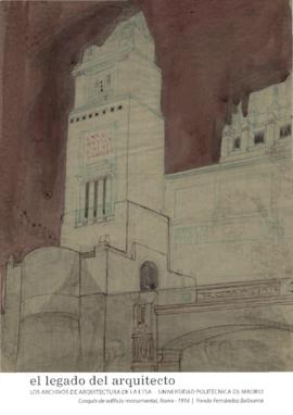Archivos de arquitectura: Croquis de edificio monumental, Roma, 1916