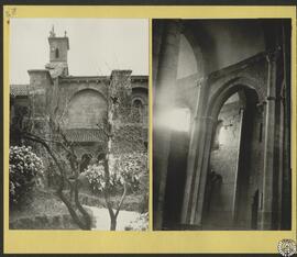 Santa María del Sar en Santiago de Compostela [Exterior: pórtico y arbotantes. Vista interior]