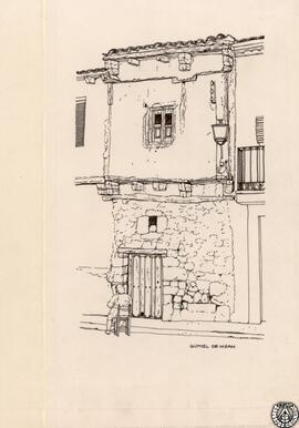 Casa con cuerpo volado. Gumiel de Hizán, Burgos. Dibujo del natural