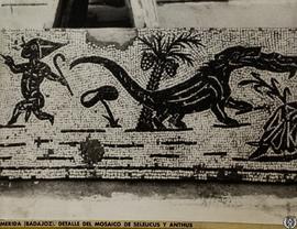 Mérida (Badajoz). Detalle del mosaico de Seleucus y Anthus