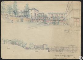 Vista del parterre nuevo. Conjunto con medidas aproximadas [Hotel en la finca "Alameda de Os...