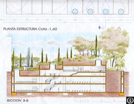 [Concurso para edificio sostenible de oficinas en Palma de Mallorca. Sección B-B]