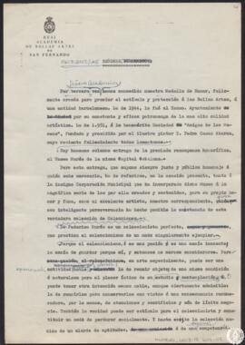 [Discurso pronunciado por Modesto López Otero en la Real Academia de Bellas Artes de San Femando ...