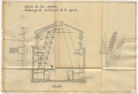 Iglesia de San Agustín. Andamiaje de construcción de la cúpula. Alzado