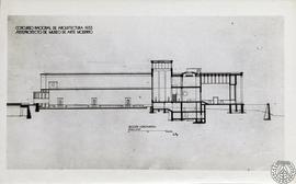 Concurso Nacional de Arquitectura 1933. Anteproyecto de Museo de Arte Moderno. Sección longitudinal