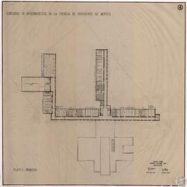 Concurso de anteproyectos de la Escuela de Ingenieros de Montes. Planta primera