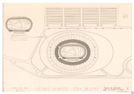 Estadio Olímpico. EXPO-92 S.A. Sevilla. Plano de situación. Nivel de acceso