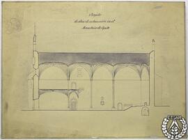 Proyecto de obras de restauración en el monasterio de Yuste [Sección longitudinal]