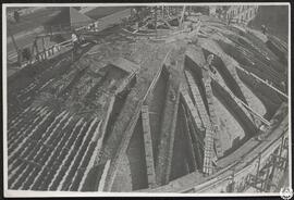 [Universidad Laboral de Gijón. Capilla. Proceso de construcción de la bóveda. Ejecución de la cub...