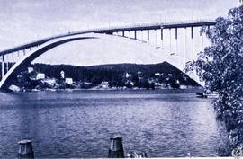 [Lección Puentes. Puentes de hormigón. Puente Sando sobre el río Ångerman, Suecia, récord en arco...