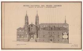 Museo Nacional del Prado. Proyecto de ampliación y acondicionamiento. Alzado c/ Ruiz de Alarcón
