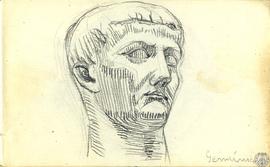 [Detalle escultórico de cabeza romana masculina]