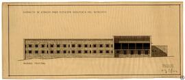 Proyecto de edificio para estación biológica del Moncayo. Fachada principal