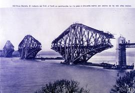 [Lección Puentes. Puentes de hierro. Puente sobre el río Forth. El puente en fase de construcción]