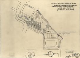 Colegio de Santa María del Pilar, muro de contención de tierras y cobertizo sobre pista múltiple,...