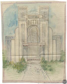 [Ciudad Aérea. Alzado transversal a la pasarela del Pylono]