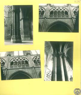 [Interior de la Catedral de Burgos. Cuatro vistas del triforio y de pilares fasciculados]
