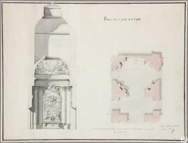 Planta y corte en grande de la capilla [Palacio de la Mosquera, Arenas de San Pedro, Ávila]