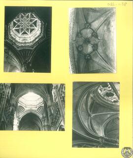 [Cuatro vistas del Interior de la catedral de Burgos: cimborrio, vista de las pechinas, bóveda co...
