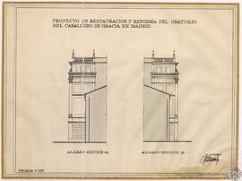 Proyecto de restauración y reforma del Oratorio del Caballero de Gracia en Madrid. Alzado sección...