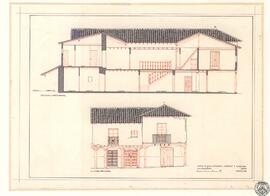 Casa en [...], Villamañán, León. Alzado principal y sección longitudinal