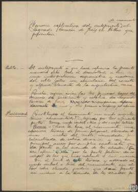 Memoria explicativa del anteproyecto de monumento al Sagrado Corazón de Jesús de Bilbao