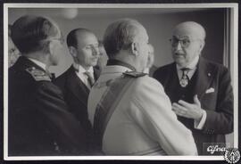 Ciudad Universitaria. El Generalísimo, don Modesto López Otero, don Emilio Canosa y don Pascual B...