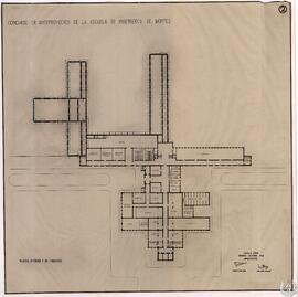 Concurso de anteproyectos de la Escuela de Ingenieros de Montes. Planta inferior y de cimientos