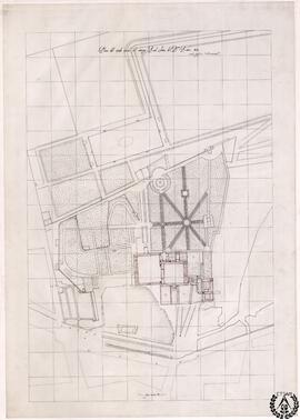 Plano del estado inicial del antiguo Real Sitio del Buen Retiro, 1656 [La presencia del palacio del Buen Retiro ante su soporte más cercano]