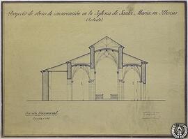 Proyecto de obras de conservación en la iglesia de Santa María en Illescas (Toledo). Sección tran...
