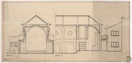 Sección C-C. Sección D-D [Ampliación de la capilla en el Pinar de Abantos en San Lorenzo del Esco...