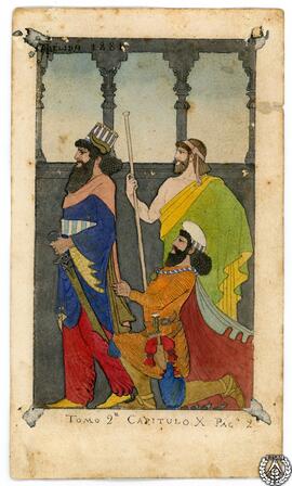 Histaspes y Fanes ante Kambises [La hija del rey de Egipto]