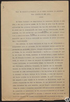 Plan de trabajo a realizar en el Museo Nacional de Arquitectura durante el año 1949