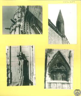 [Detalles decorativos del exterior de la catedral de Burgos: gárgolas, pináculo, estatua, sepulcr...