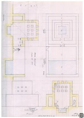 [Residence in Santa Fe] Bath pavilion. Plan, elevation, sections