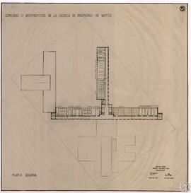 Concurso de anteproyectos de la Escuela de Ingenieros de Montes. Planta segunda