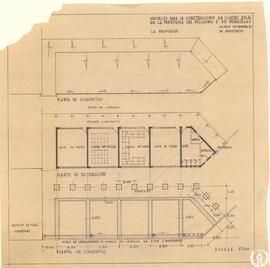 Proyecto para la construcción de cuatro aulas en la parroquia del Polígono F de Moratalaz. Planta...