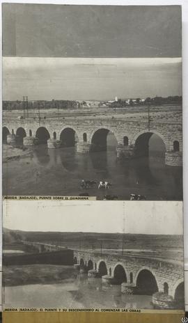 Mérida (Badajoz). Puente sobre el Guadiana Mérida (Badajoz). El puente y su descendedero al comen...