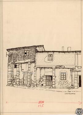 Casas porticadas. Castrojeriz, Burgos. Dibujo del natural