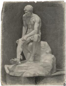 [Ejercicio de dibujo del natural. Escultura de Mercurio sentado]