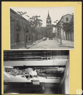 Iglesia la Magistral de Alcalá de Henares [Vista exterior y frontispicio del juicio a San Justo y...