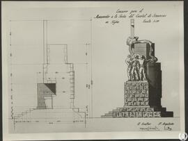 Concurso para el monumento a la gesta del cuartel de Simancas en Gijón [Alzado lateral]