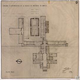 Concurso de anteproyectos de la Escuela de Ingenieros de Montes. Planta baja