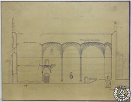 [Monasterio de Yuste. Sección longitudinal. Detalle de bóvedas hundidas y claves y piezas despren...