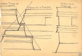 [Detalle de la formación de las gradas del Templo de los Guerreros y de la Pirámide y de la ester...