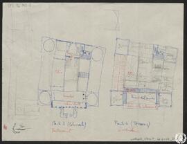 [Reconstrucción del palacio de la Alameda de Osuna, Madrid. Bocetos. Plantas 3 y 4]