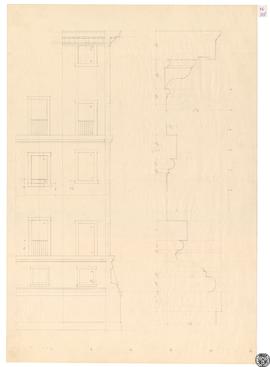 [Lámina LVIII. Hipótesis de los huecos de fachada del lienzo sur en abril de 1565 y detalles de l...