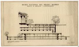 Museo Nacional del Prado. Proyecto de ampliación y acondicionamiento. Secciones transversal y lon...