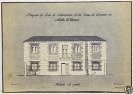 Proyecto de obras de restauración de la Casa de Cervantes en Alcalá de Henares. Fachada al jardín