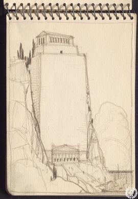 [Cuaderno 1. Vista de edificio monumental en acantilado]